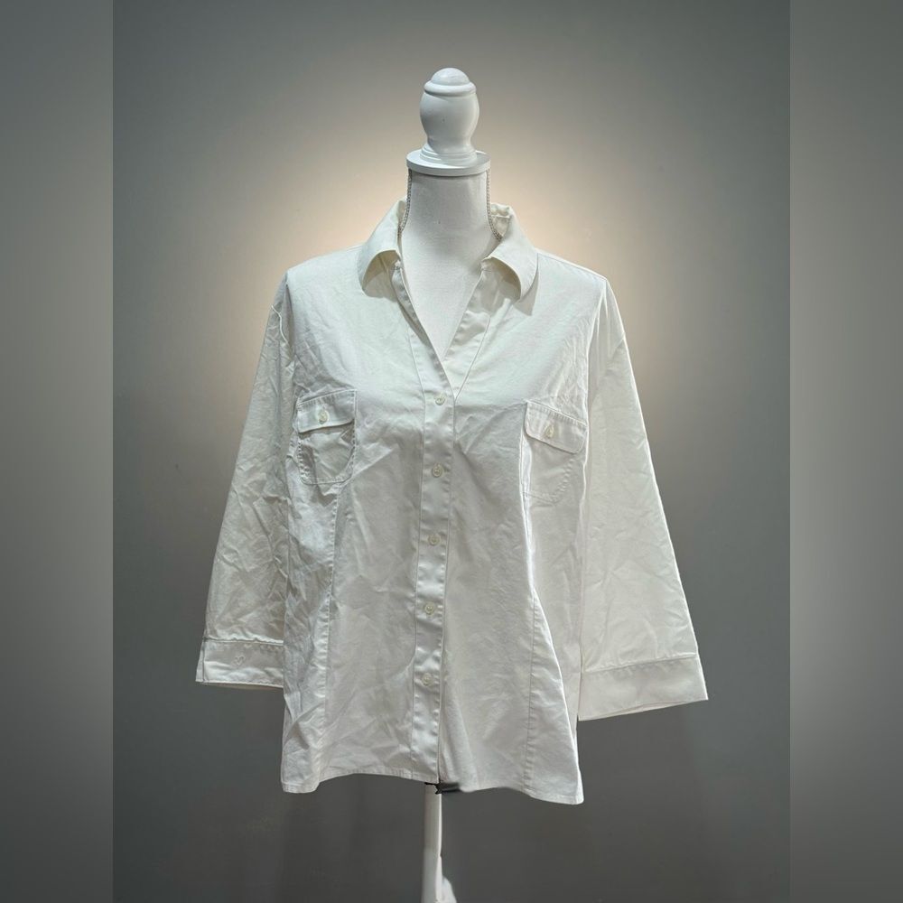 White Chico’s Y2K Button Down Shirt Size 3 (16) EUC